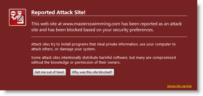 تنبيه Firefox - تم اكتشاف موقع هجوم تم الإبلاغ عنه