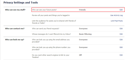 الفيسبوك - إعداد الخصوصية
