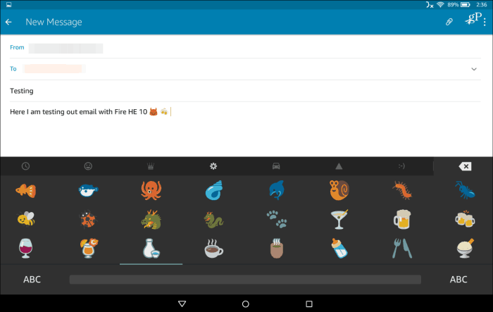 3 إنشاء رسالة لوحة المفاتيح Fire HD Emoji Keyboard