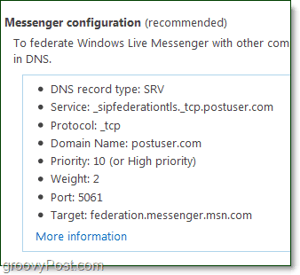 قم بإعداد تكوين Messenger الخاص بك لاستخدام windows live messenger مع المجال الخاص بك