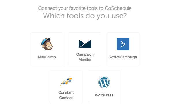 خيار لإضافة أدواتك إلى CoSchedule.
