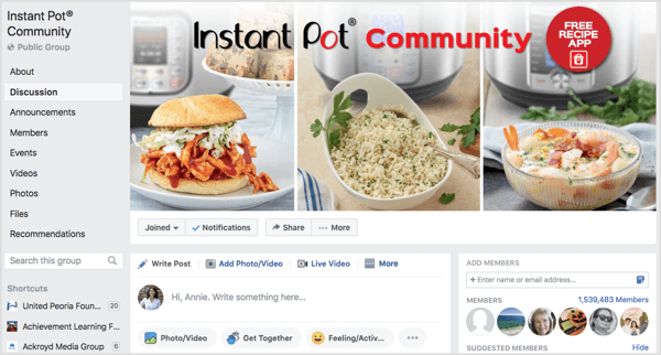 مجموعة Instant Pot Community على Facebook تضم أكثر من مليون عضو.