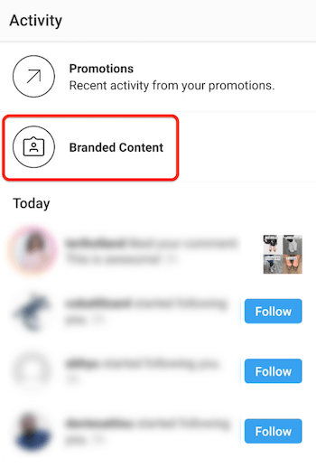 عرض إشعار المحتوى الذي يحمل علامة Instagram التجارية
