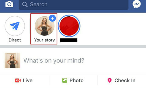 إنشاء أول قصة لك على Facebook.