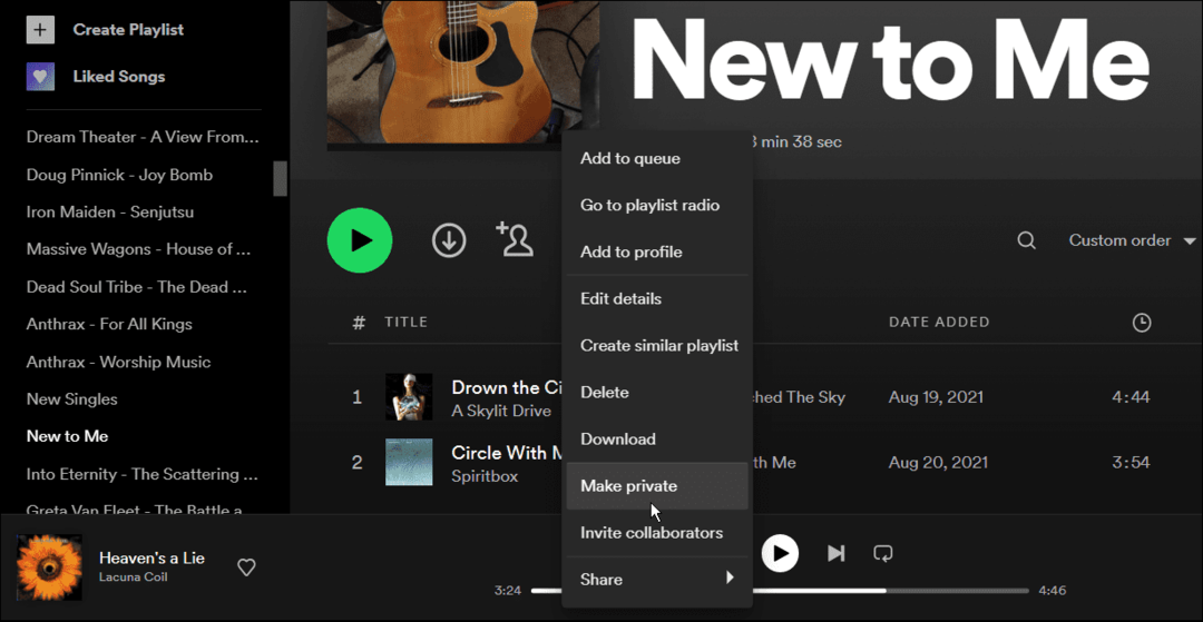 اجعل قائمة التشغيل خاصة على Spotify