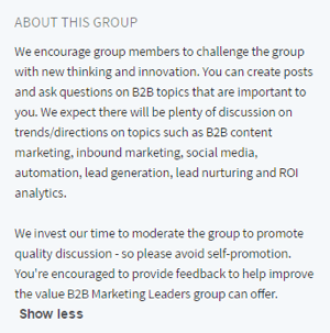 وصف مجموعة LinkedIn