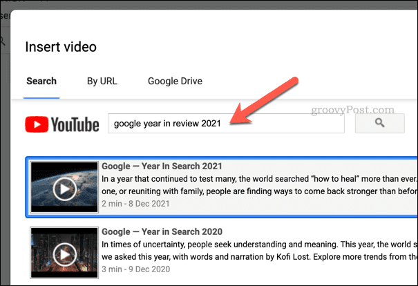 البحث عن مقطع فيديو في جداول بيانات Google