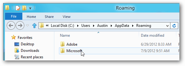 بيانات التطبيق تتجول في Microsoft windows 8
