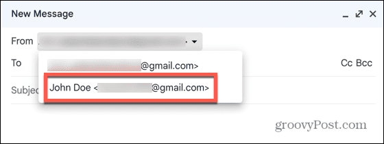 حدد gmail الاسم المستعار