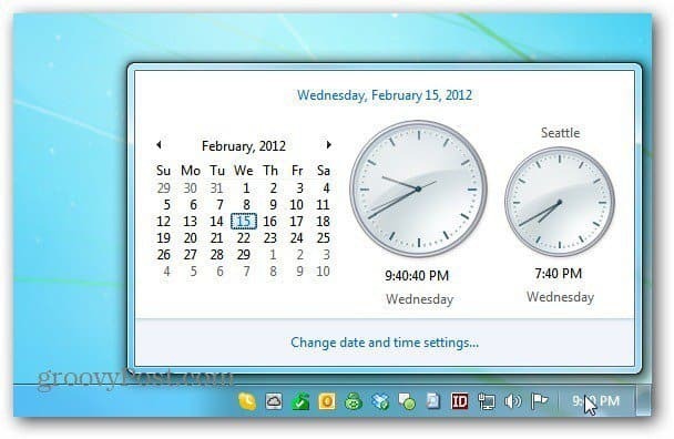 ساعة تقويم Windows