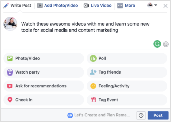 إذا كنت تخطط لمشاركة سلسلة من مقاطع الفيديو في حفلة مشاهدة Facebook ، فقم بتوضيح ذلك في مربع الوصف.
