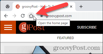 يتم عرض الصفحة الرئيسية عند النقر فوق زر الصفحة الرئيسية في Chrome
