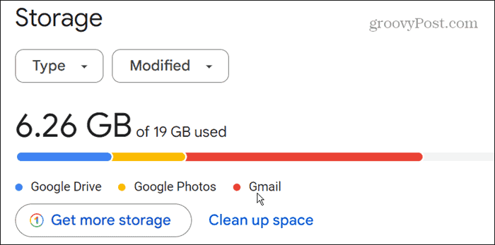 تحقق من سعة تخزين Gmail