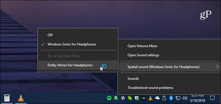 شريط إعدادات Windows 10 لضبط الصوت