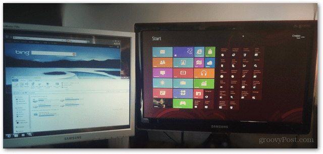 ويندوز 8 الشاشة المزدوجة الإعداد المترو تركيبة سطح المكتب إعداد صورة متعددة المهام