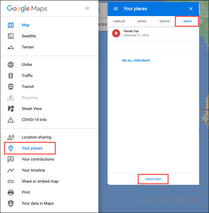 أنشئ خريطة لرحلة برية في خرائط Google