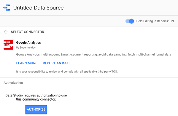 كيفية توصيل مصدر بيانات بـ Google Data Studio ، نصيحة 2