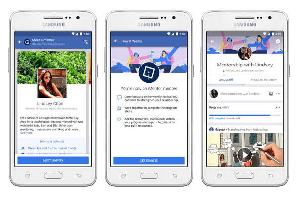 يجمع برنامج Facebook للإرشاد والدعم المتدربين والموجهين معًا.