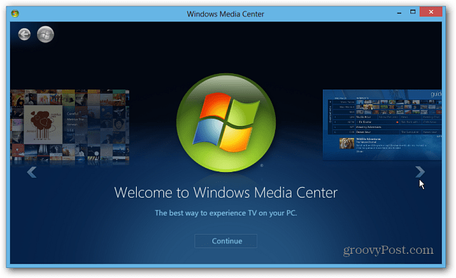 قم بتشغيل Windows Media Center