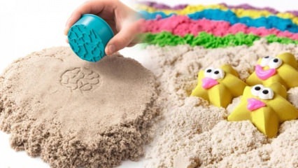 صنع الرمال الحركية للأطفال! كيفية جعل الرمال الحركية العملية (رمل القمر) في المنزل؟