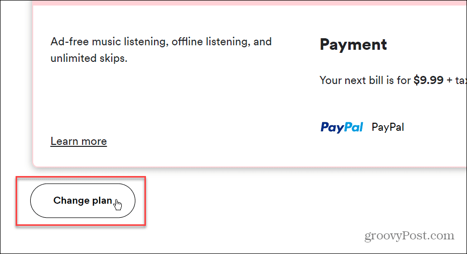 تغيير طريقة الدفع على Spotify