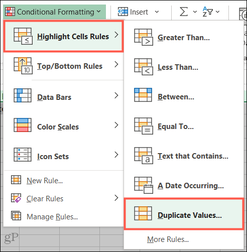 قم بتمييز قواعد الخلية والقيم المكررة في Excel