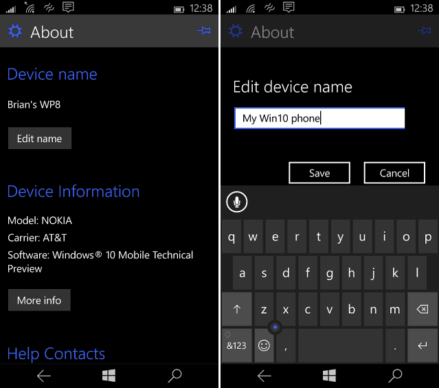 قم بتغيير اسم Windows Phone