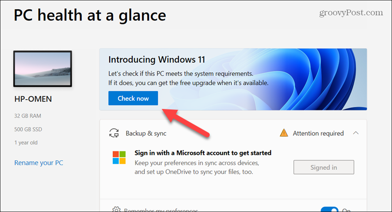 Windows 11 Health Check (التحقق من صحة Windows 11)