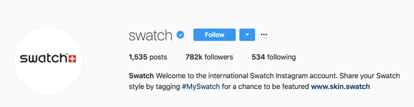 تطلب Swatch من المستخدمين وضع علامة على منشوراتهم باستخدام #MySwatch للحصول على فرصة للظهور على حساباتهم على Instagram.