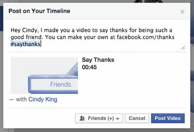 الفيسبوك يشكرك على مشاركة الفيديو مع علامة صديق