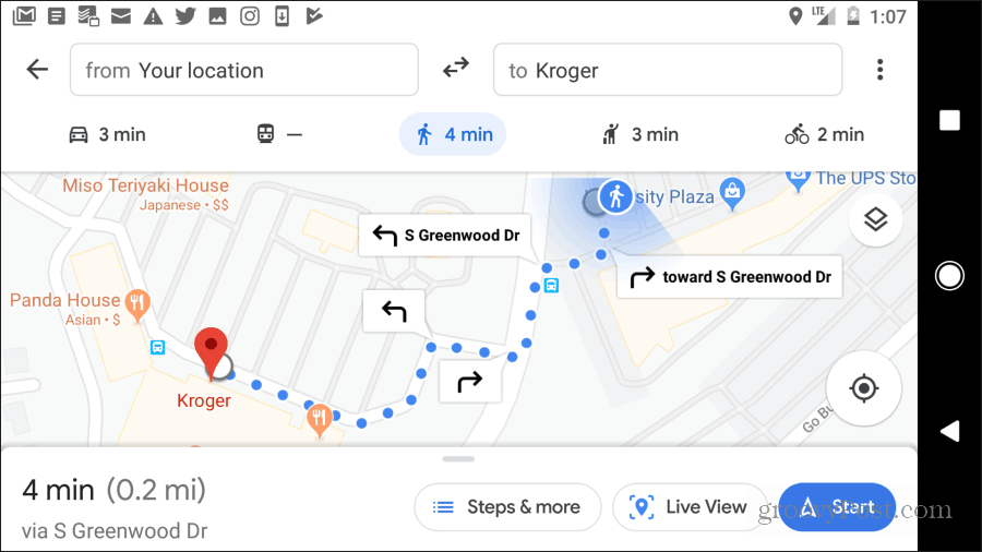 خرائط جوجل اتجاهات المشي