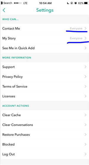 قم بتغيير إعدادات Snapchat الخاصة بك حتى يتمكن أي شخص من الاتصال بك.