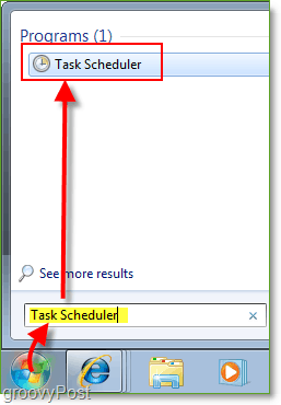 لقطة الشاشة: Windows 7 Launch Task Scheduler