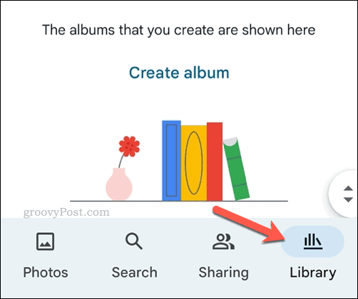افتح المكتبة في صور Google