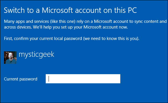 قم بالتبديل إلى حساب Microsoft