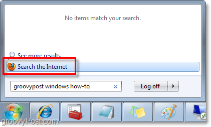 إجراء عمليات بحث في نظام التشغيل Windows 7 وعمليات البحث على الإنترنت من قائمة ابدأ في مربع بحث orb