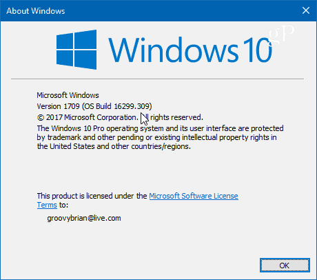 بناء Windows 10 16299-309