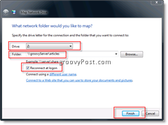 تعيين محرك أقراص شبكة في Windows Vista و Server 2008 من مستكشف Windows