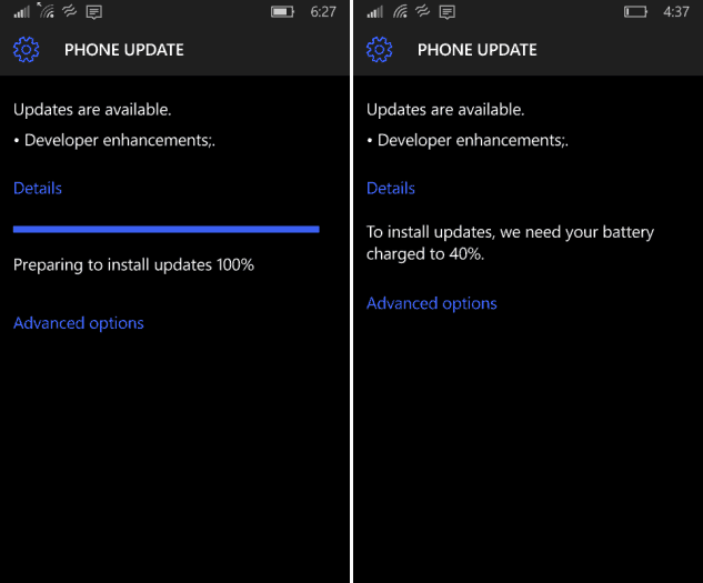معاينة Windows 10 Mobile Preview تحصل على تحديث المطور