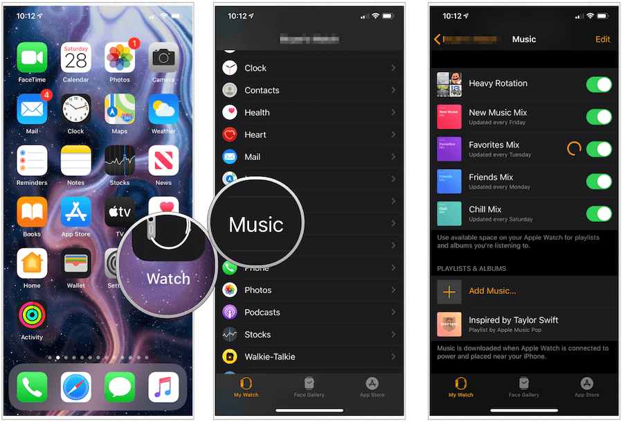 تطبيق Apple Watch للموسيقى