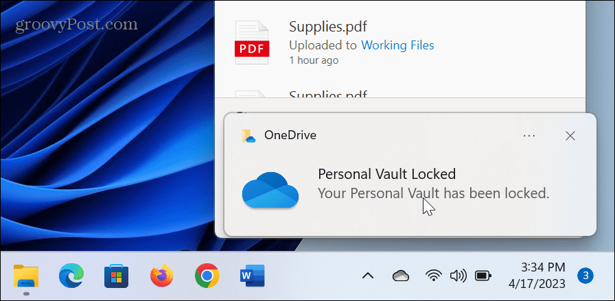 وقت قفل المخزن الشخصي في OneDrive