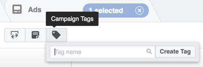 في Power Editor ، انقر فوق الزر Campaign Tags.