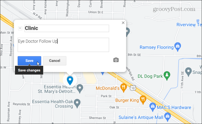دبوس الاسم لخريطة جوجل المخصصة