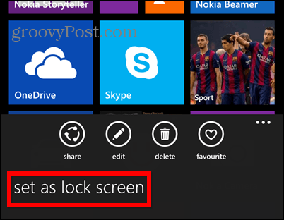 تم تعيين قفل شاشة Windows Phone 8.1