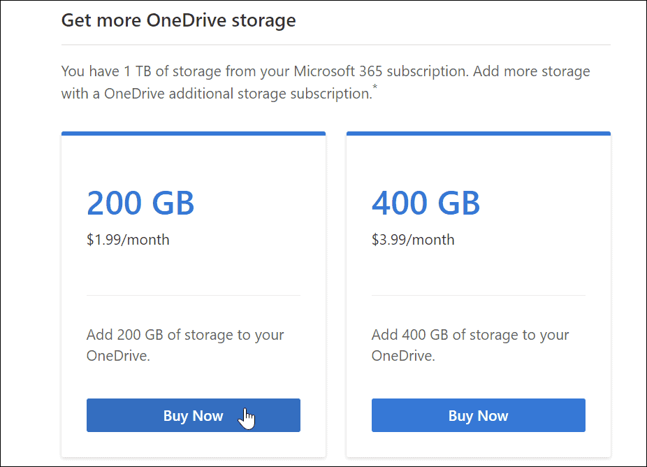 احصل على المزيد من مساحة تخزين OneDrive