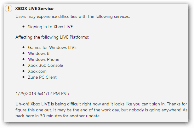 تحديث خدمة Xbox Live