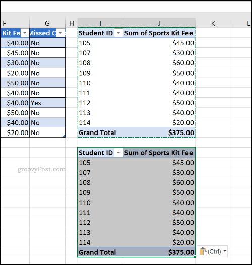 جدول محوري مكرر في Microsoft Excel