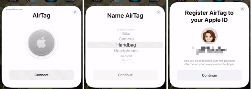 قم بتوصيل AirTag بجهاز iPhone