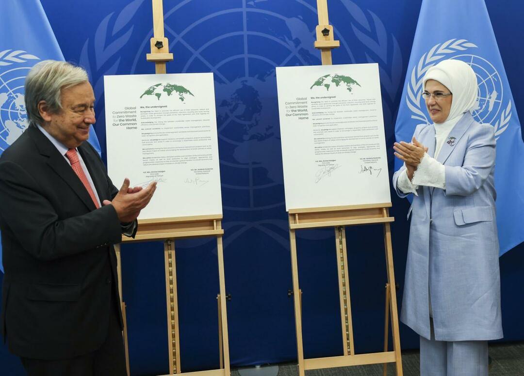 التقت أمينة أردوغان بالأمين العام للأمم المتحدة كجزء من مشروع صفر نفايات