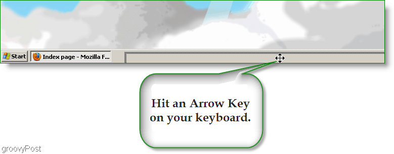 لقطة شاشة لنظام التشغيل Windows XP - اضغط على مفتاح السهم للعثور على النافذة المفقودة
